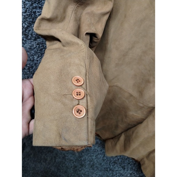 VTG Orvis Leather acking Suede Blazer Jacket Adult XL Soft Brown 2 Button - Picture 10 of 13